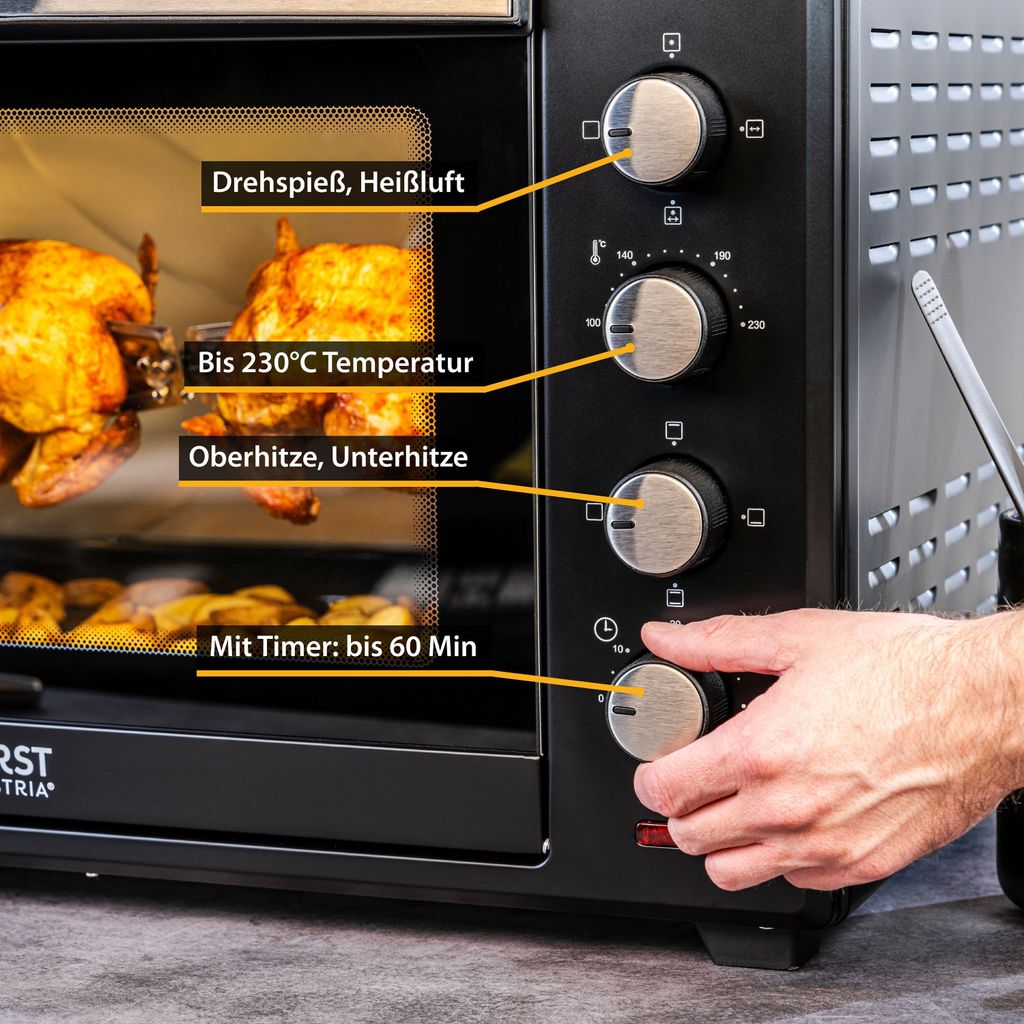 TZS First Austria Minibackofen 60L, Pizzaofen mit Umluft Produktbild 4