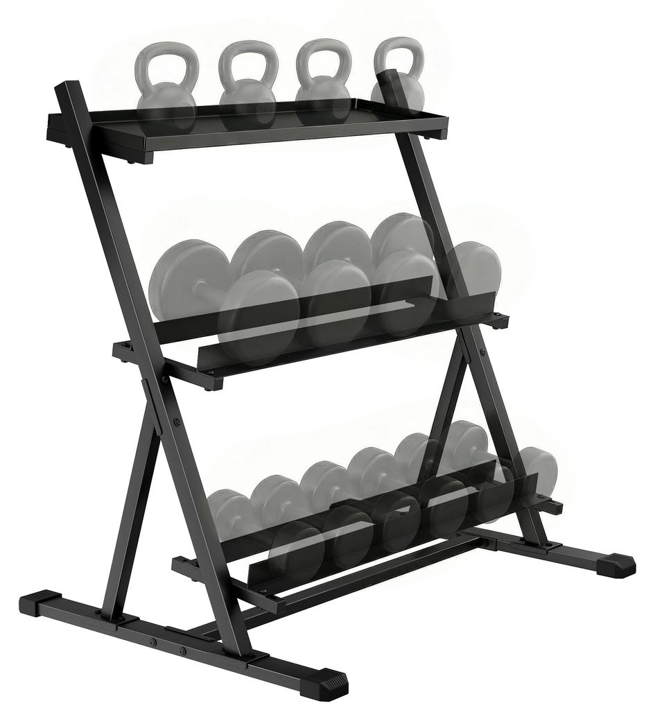 SPORTNOW Verstellbarer Dreistöckiger Hantelständer Max 200kg Kurzhantelständer