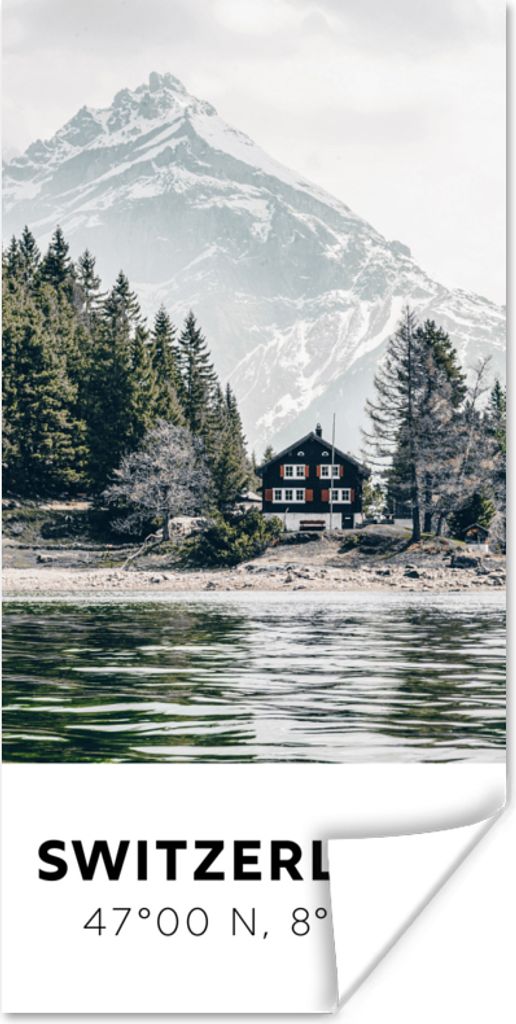 MuchoWow Poster Schweiz - Berg - Chalet 80x160 cm - Kinderzimmer
