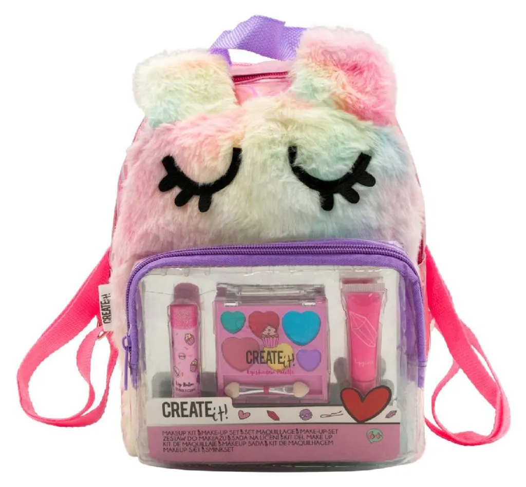 Set de maquillage complet dans un sac à dos doudou doux et coloré 2-en-1