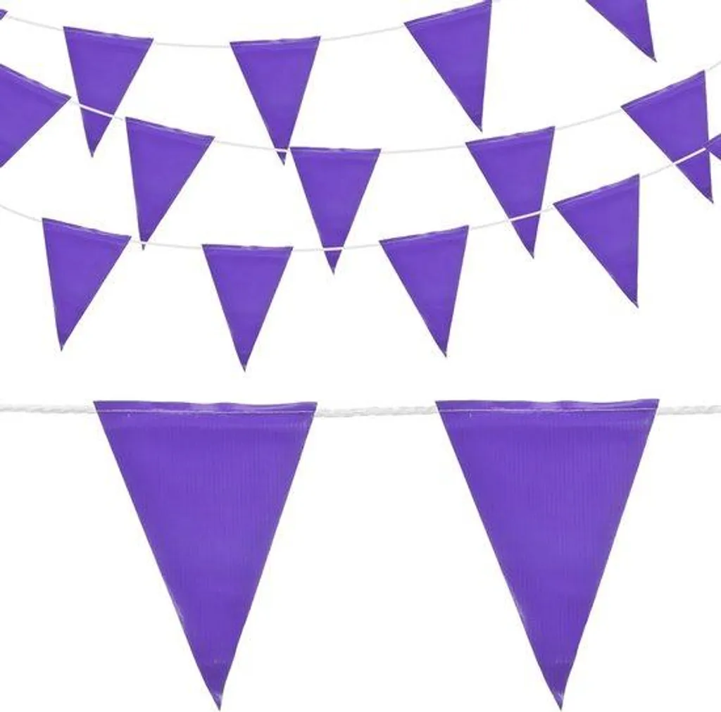 Guirlande de fanions violets x45, fanions triangulaires pour fête et salle