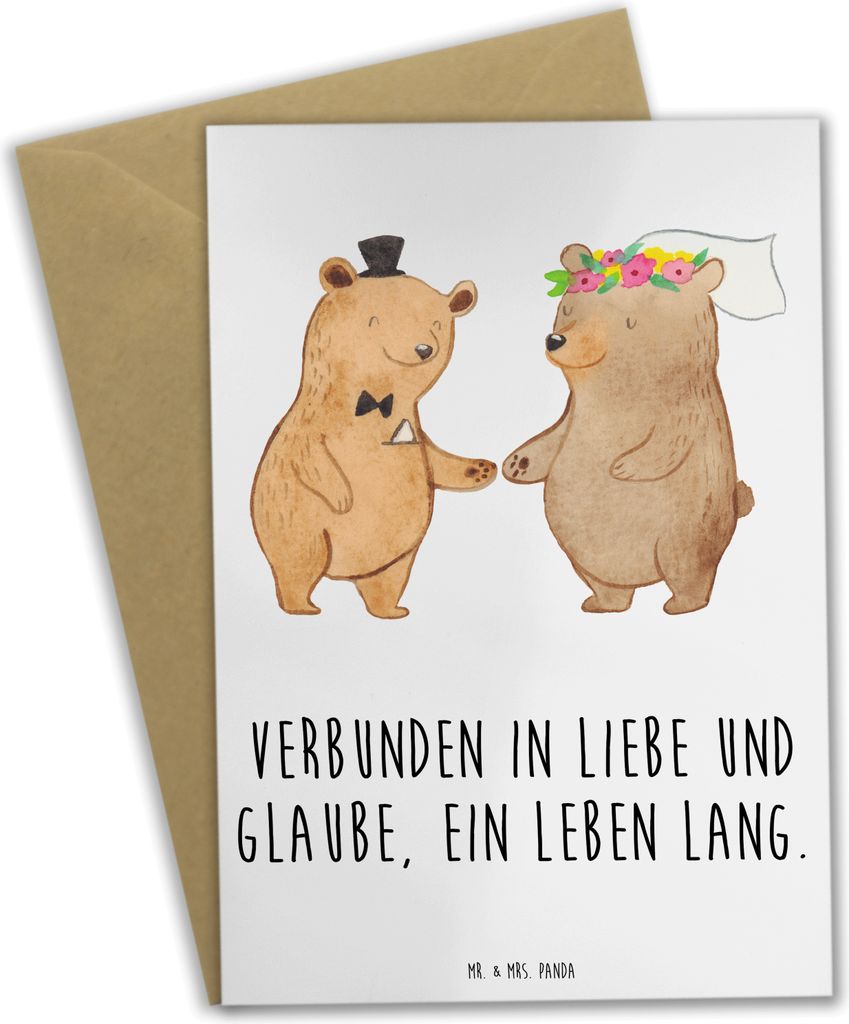 Mr. & Mrs. Panda Grußkarte Kirchliche Trauung Liebe Glaube - Weiß - Geschenk, osterkarte, Heiraten, Geschenke, kirchliches Ambiente, Hochzeit, He...