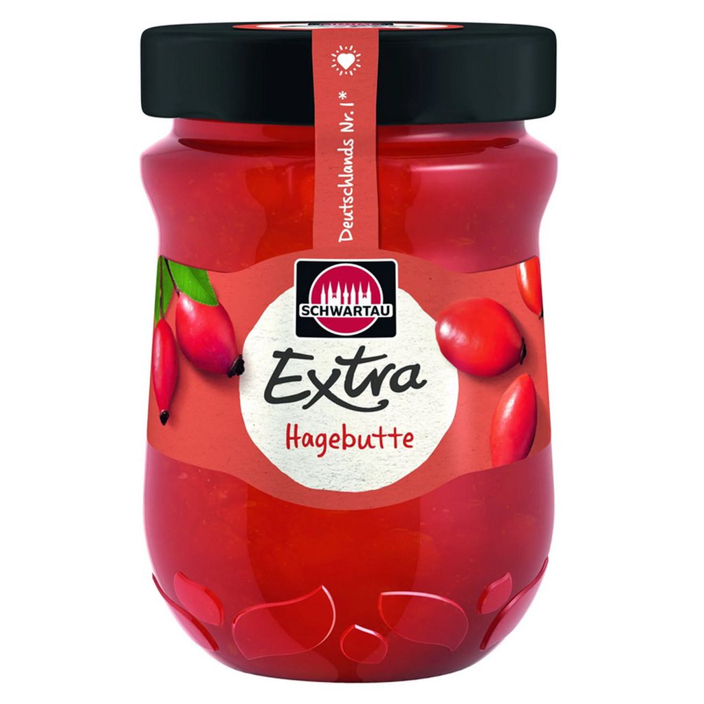 Schwartau Extra Hagebutte Frühstück Fruchtaufstrich vegan Produktbild 
