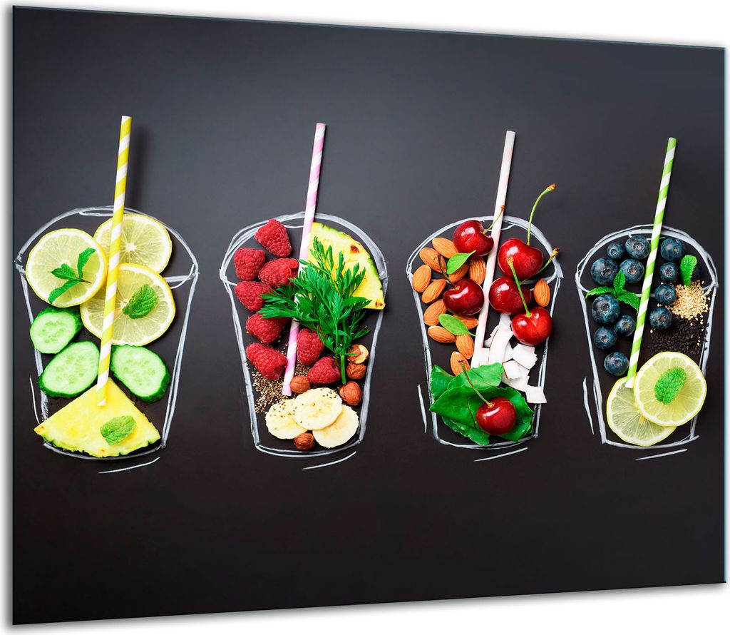 Herdabdeckplatten Glaskeramikkochfeld-Abdeckung Spritzschutz Glas 60x52cm Gemüse