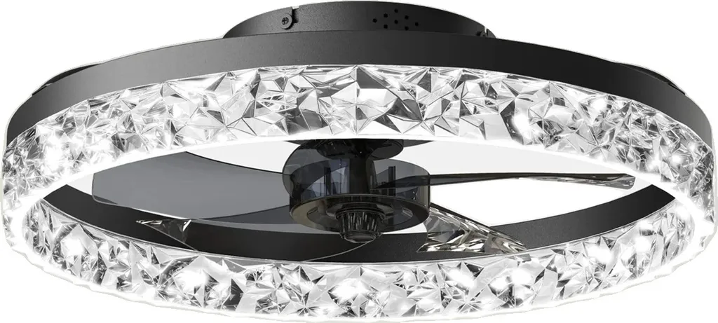 Ventilateur de plafond dimmable avec LED design et télécommande noire