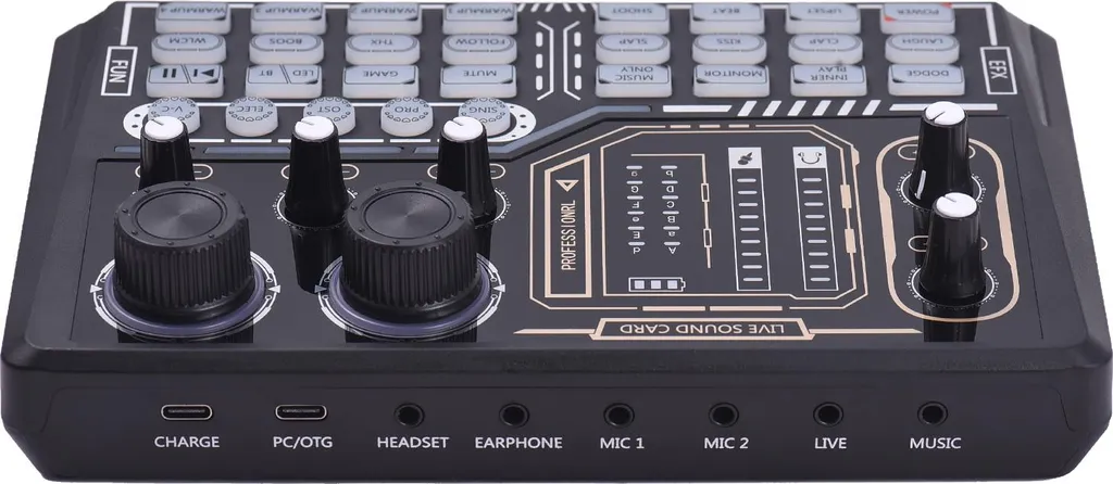 Mixeur audio RGB avec Bluetooth et carte son rechargeable plug-and-play
