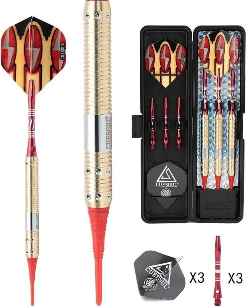 Jeu de Fléchettes Soft Tip 16g CUESOUL avec Boîtier et Accessoires de Tir