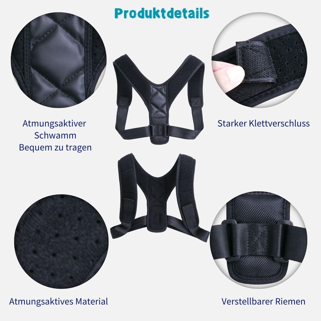 flowgoer Rückenbandage Verstellbare Rückenstütze für Nacken, Rücken und  Schulter, Haltungskorrektur für Männer und Frauen