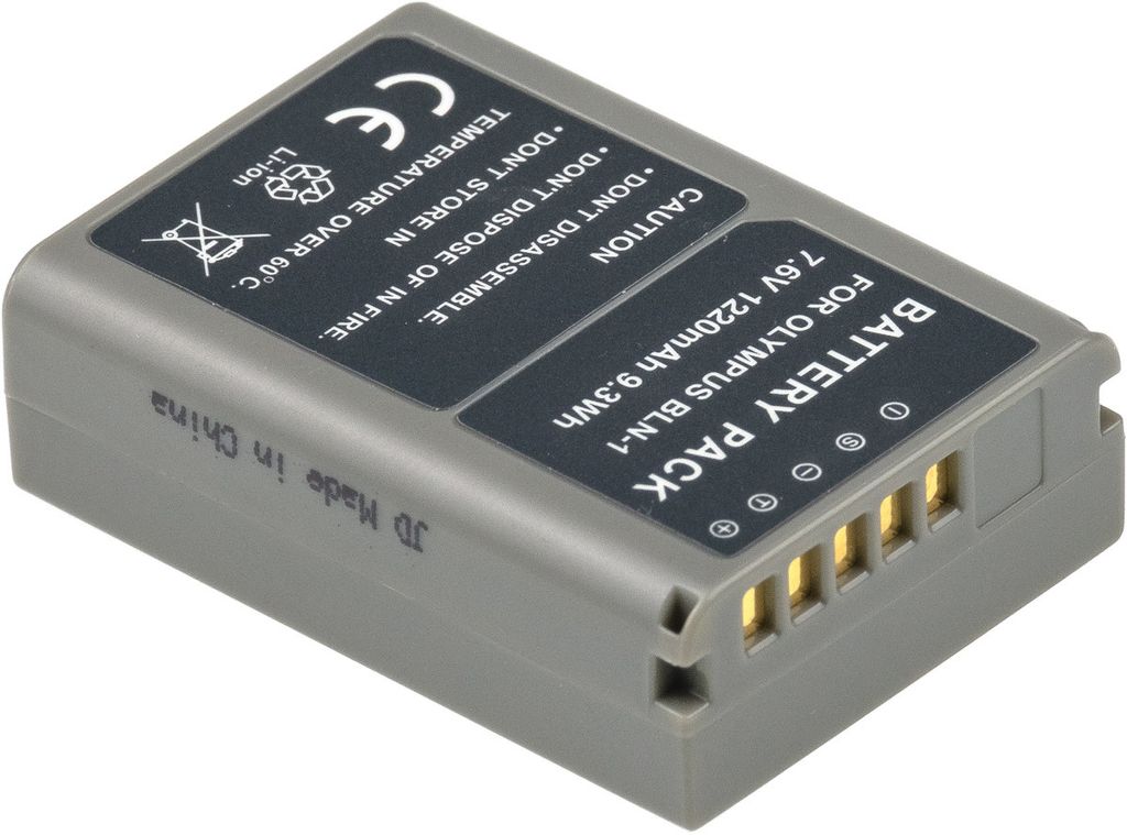T6 Power Akku für Olympus Digitalkamera, Teilenummer PS-BLN1, Li-Ion, 7,6 V, 1220 mAh (9,3 Wh), grau