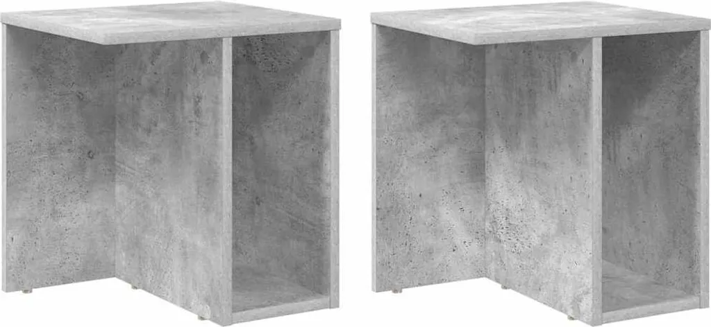 Tavolino 2 pezzi cemento grigio 37 x 32 x 40 cm materiale ligneo