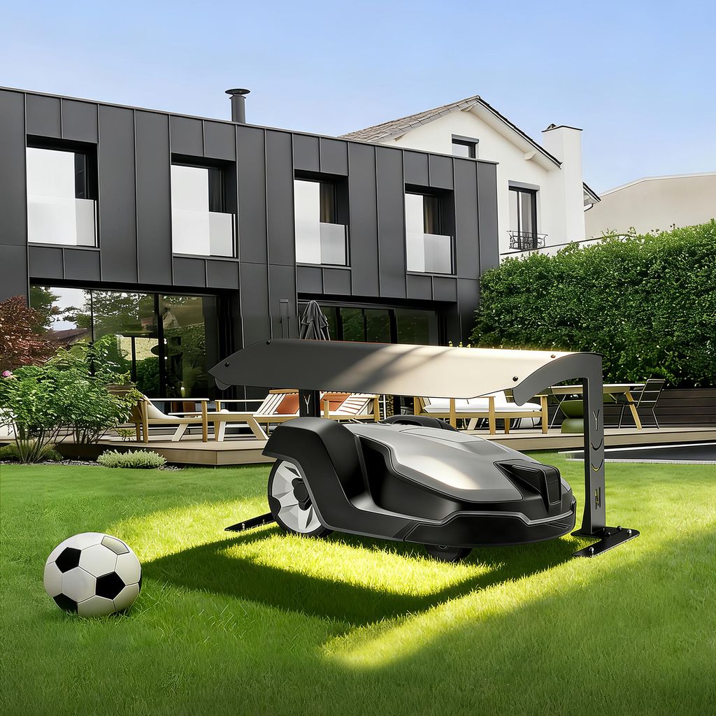 Rasenmäher Garage Mähroboter Dach Carport Überdachung Garten Mährobotergarage Unterstand Abdeckung für Rasenroboter Schutzhülle, Schwarz, 70*...