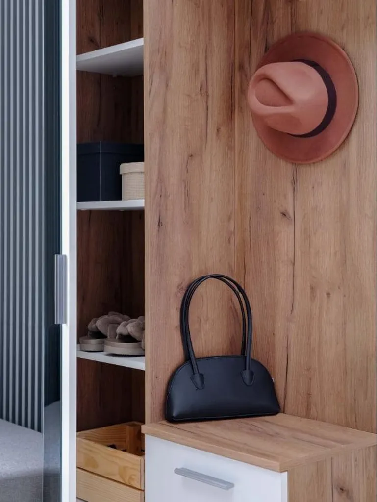 Armoire de rangement Intra avec miroir et étagères - Finition blanc mat - 6