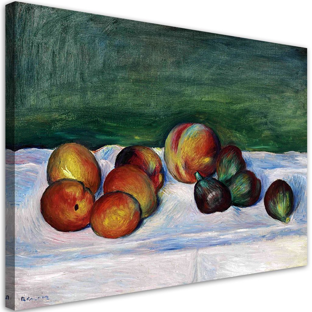 Leinwandbild Stilleben mit Aprikosen und Feigen - Auguste Renoir 100x70 Feeby Bunt bild für die wand bereit zum aufhängen