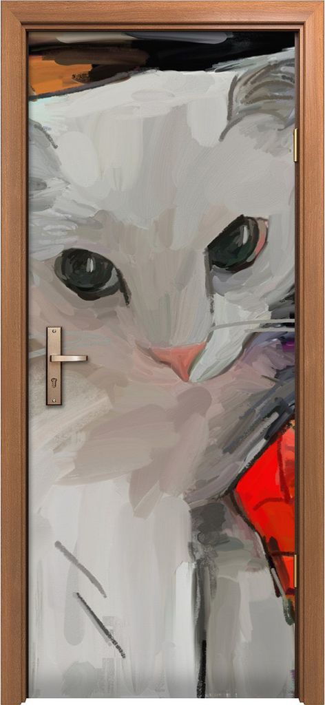 Türposter 80x200 cm Türaufkleber Türtapete Türfolie Klebefolie Eine Katze Tiere abstrakten Kunst
