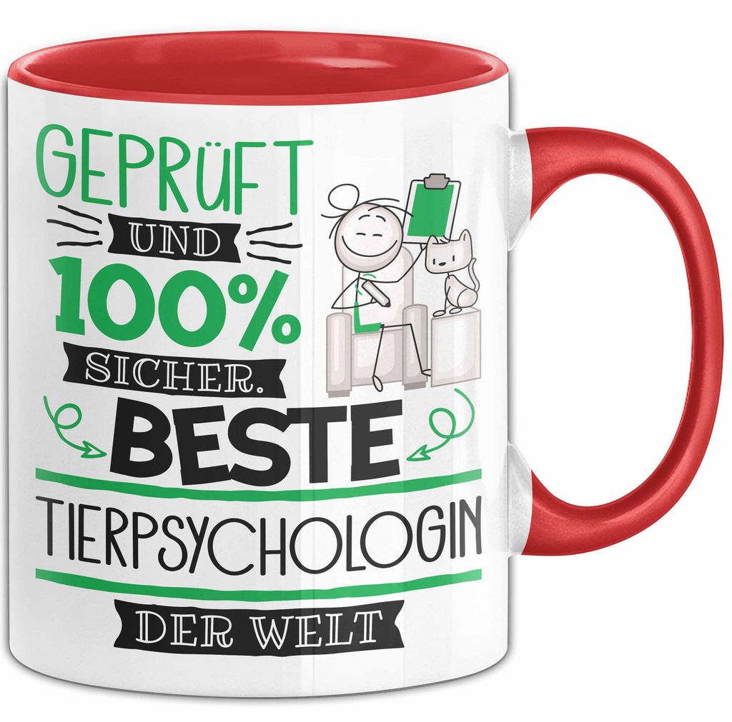 Beste Tierpsychologin Der Welt Tasse Geschenk für Eine Tierpsychologin Und Sicher Geschenkidee Geburtstag Weihnachten (Rot)