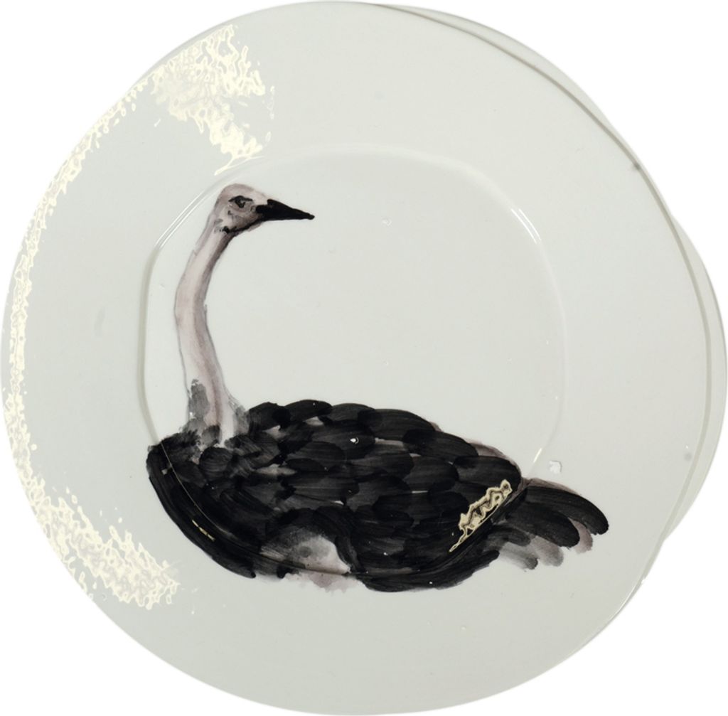 Speiseteller, Essteller SAFARI Strauß D. 27cm schwarz weiß Virginia Casa