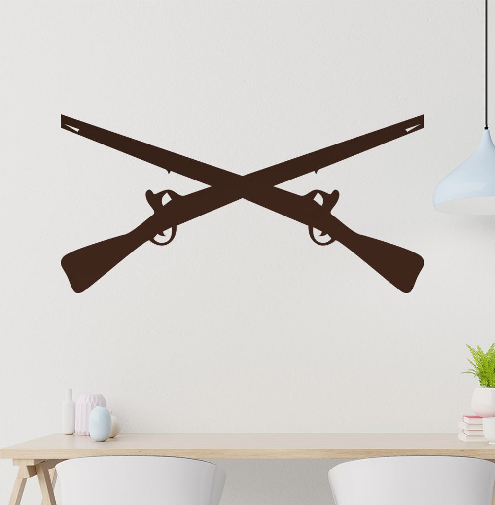 Gekreuzte Gewehre Wandtattoo in 6 Größen - Wandaufkleber Wall Sticker - Dekoration, Küche, Wohnzimmer, Schlafzimmer, Badezimmer