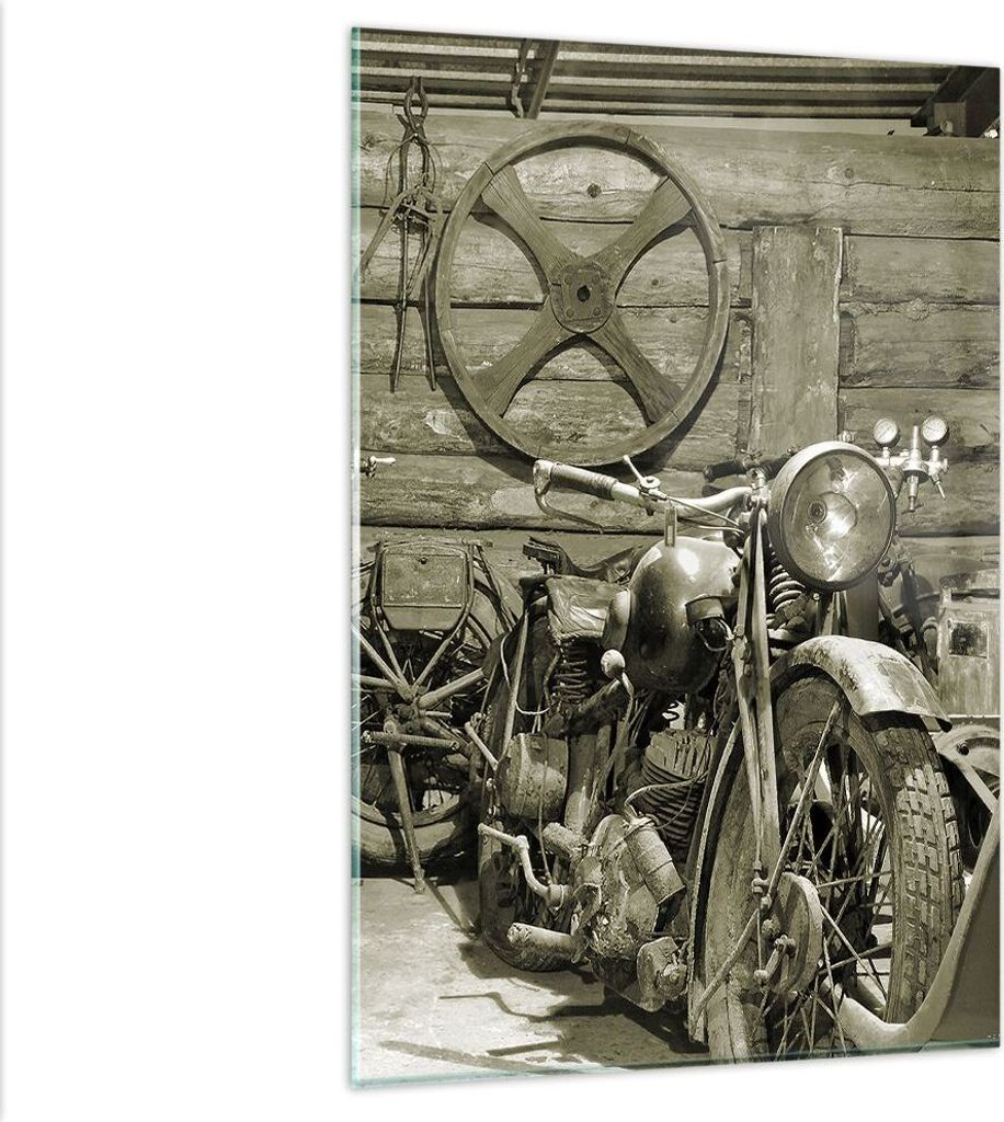 Bilder auf glas - Einteilig - Werkstatt Motor - 80x120cm - Glasbilder - Wandbilder - Bilder - zum Aufhängen bereit - Wanddekoration aus Glas - Gla...