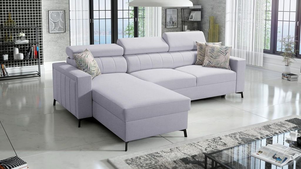 Ecksofa Bella I Maxi mit Schlaffunktion und Stauraum für Bettzeug für das Moderne Wohnzimmer Sawana84