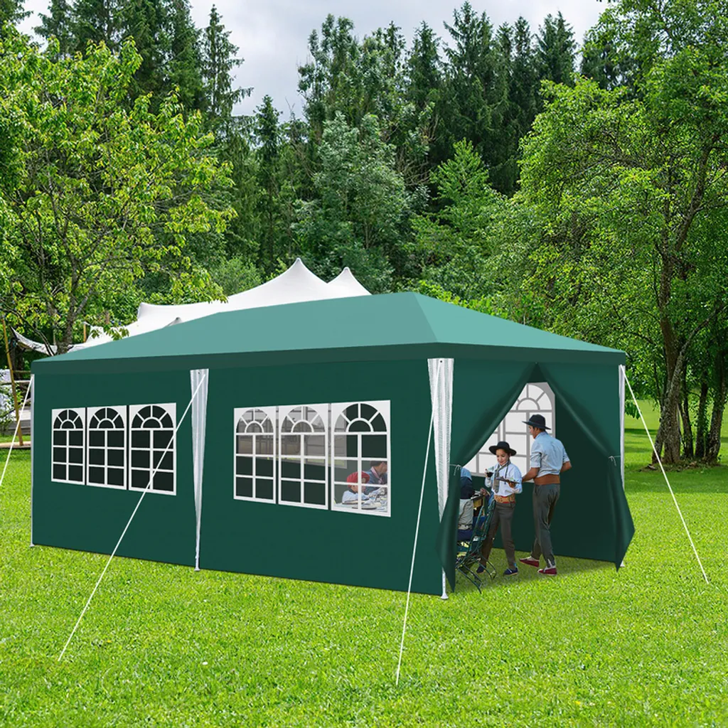 Jopassy Gazebo da Giardino 3x6m Verde - Tenda Impermeabile per Feste