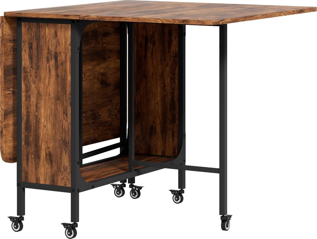 Klappbarer Esstisch, Mobiler Klapptisch für 6 Personen, mit Ablage, bis 50 kg belastbar, 130 x 80 x 74 cm, Rotbraun