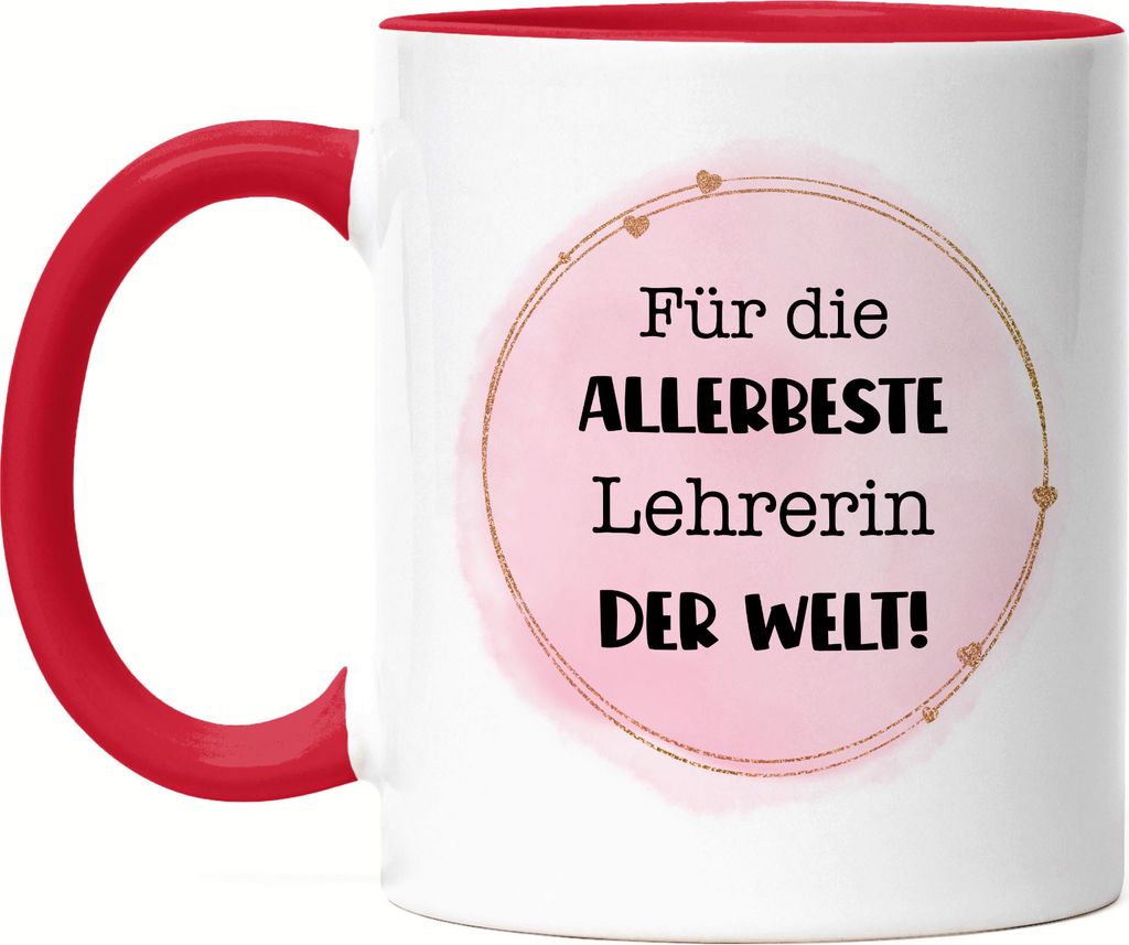 Für die allerbeste Lehrerin der Welt Tasse Rot Geschenkidee Weihnachten Geburtstag Abschied Klassenlehrerin