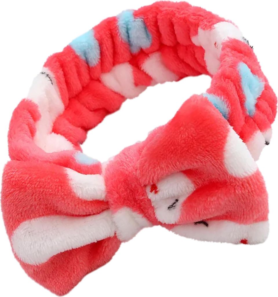 Flauschiges Spa-Haarband mit Hasenmotiv in kräftigem Rot