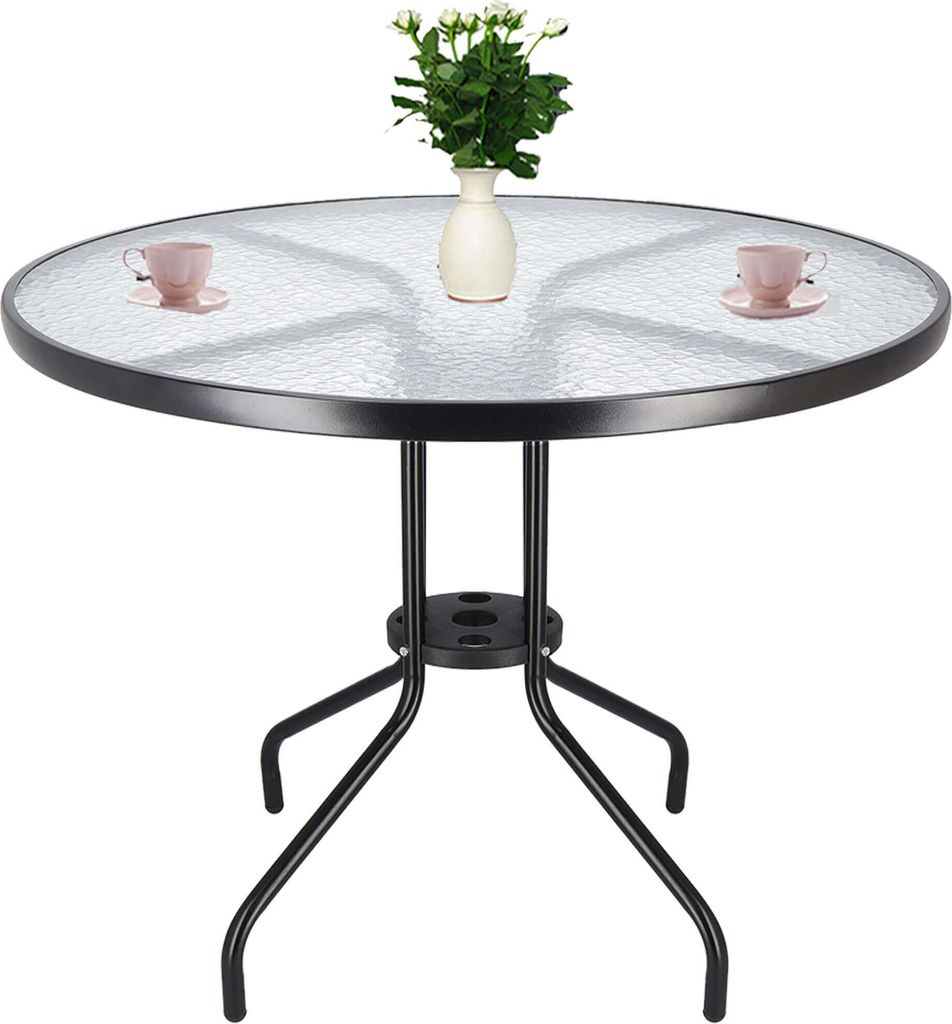 Bistrotisch Metalltisch mit Glasplatte Gartentisch mit Produktbild 7