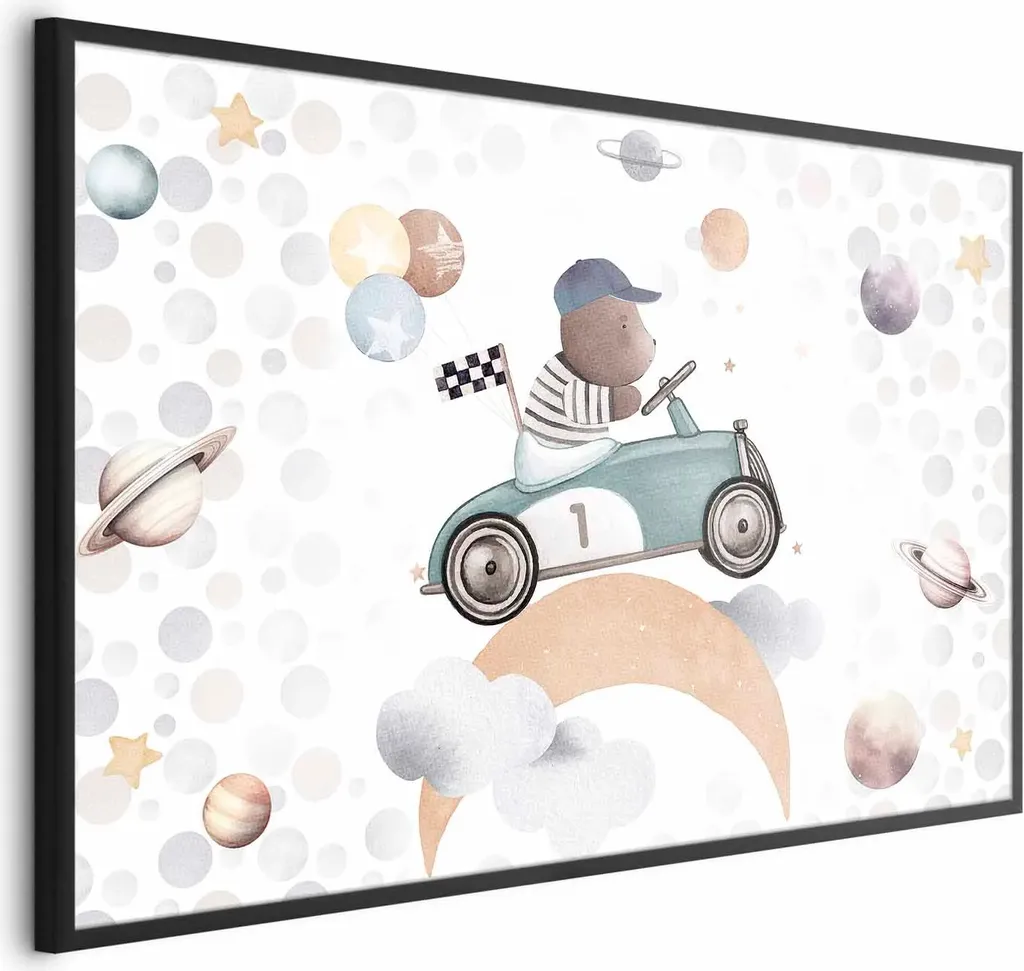 Poster Orsacchiotto in un corridore 60x40 cm con cornice nera senza margini