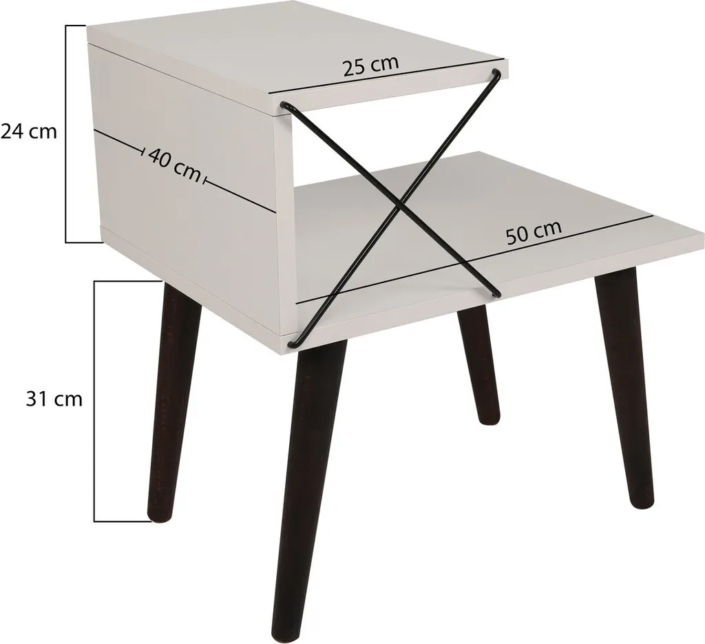 Table de chevet stable Cross blanche 50 cm pour petites chambres - 9