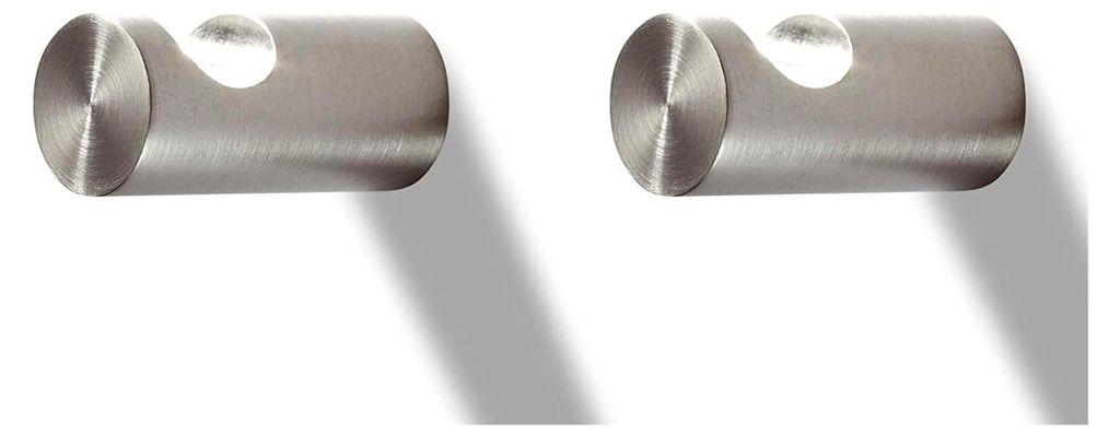 2 Wandhaken, Länge 3 cm, Edelstahl gebürstet, Wandverschraubung