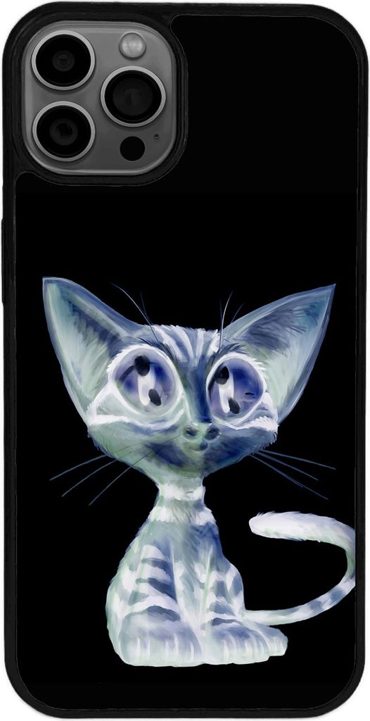 TPU Silikon Hülle für iPhone 16 Pro Max Handy Cover Case Schutzhülle Handyhülle Bumper MOTIV T17 Katze Schwarz Weiß