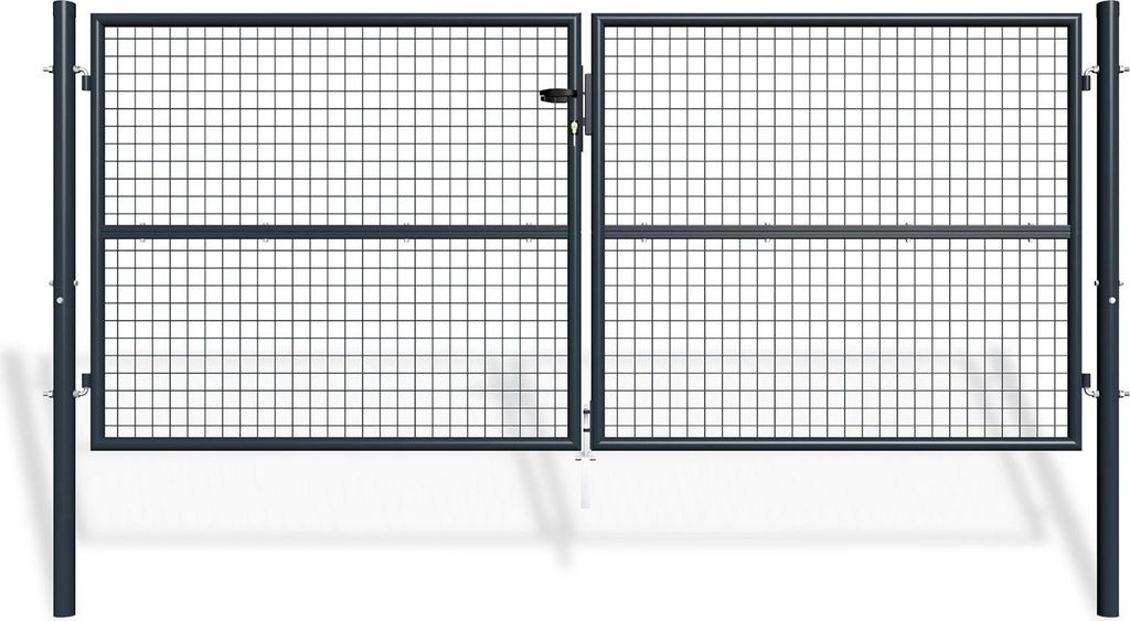 Zauntor 2 flügelig 3m OLGA H.130cm + Zauntür 1m OLGA H.130cm grau
