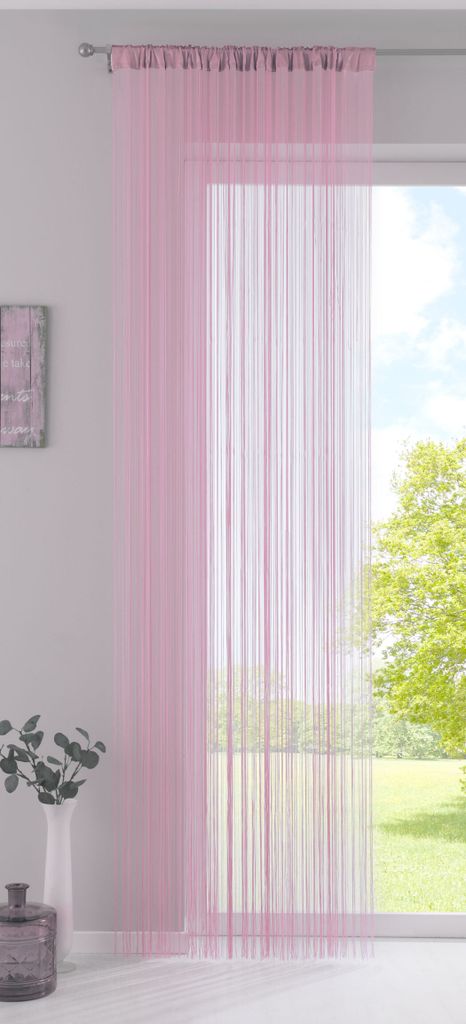 Fadengardine , HxB 250x140 cm, Rosa mit Tunneldurchzug und Produktbild 
