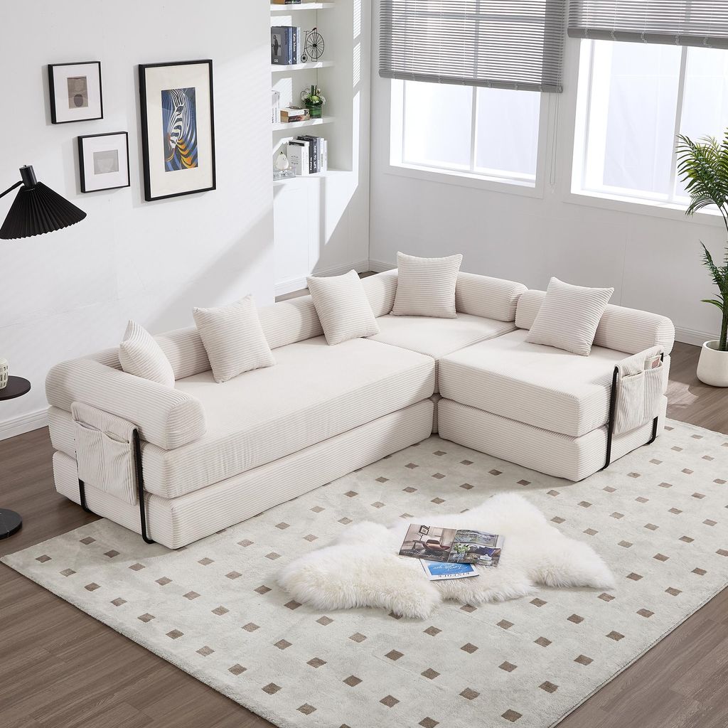 Sweiko Gemütliches Familiensofa mit Stauraum & modularer Funktion – vakuumverpackt für mühelose Montage, frei kombinierbare Module und haustie...