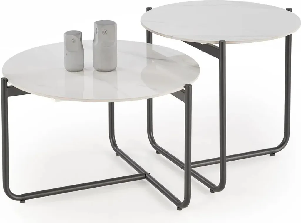 Table de salon ACUNA en marbre blanc véritable et structure moderne - 7