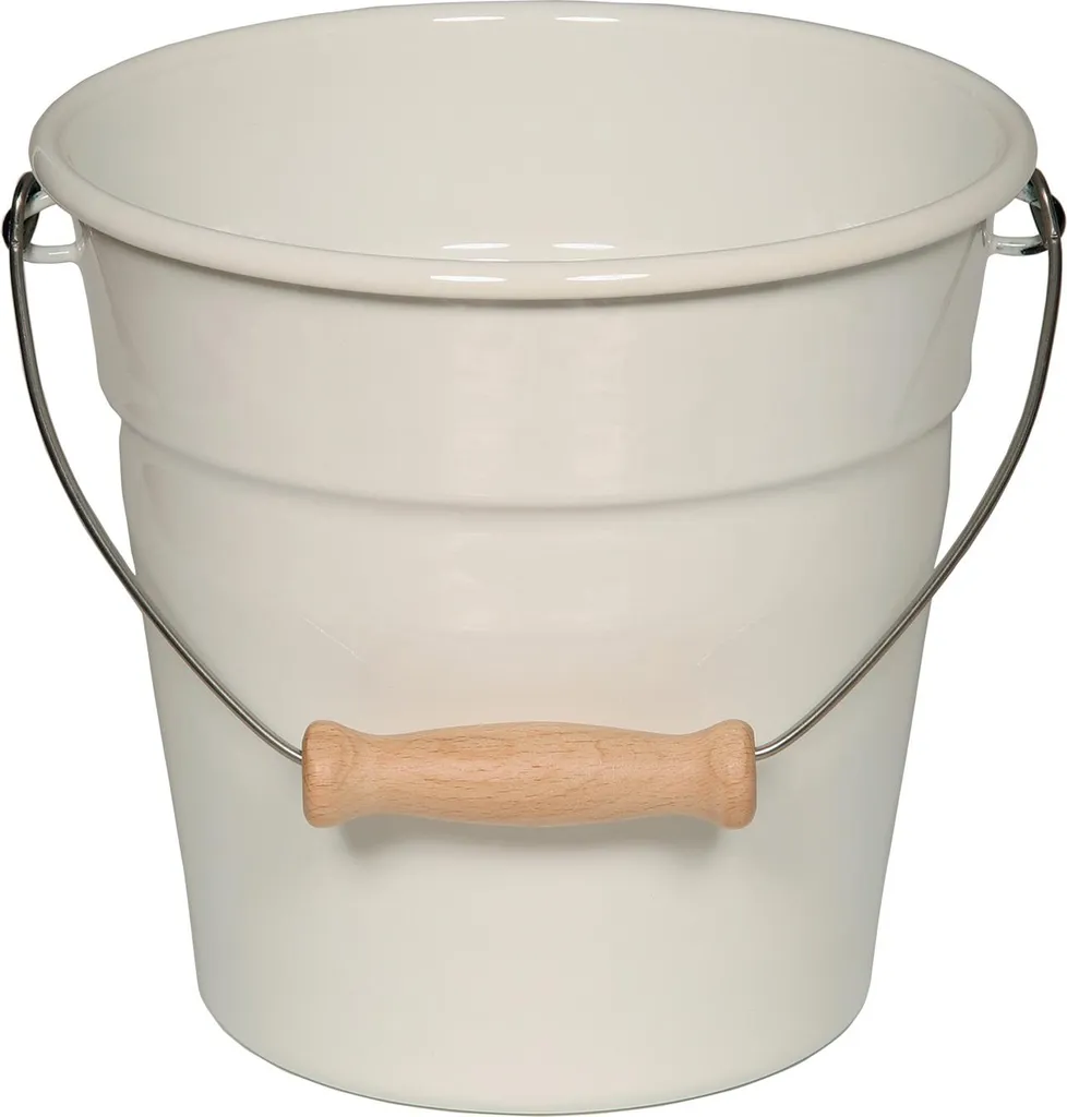 Seau émail blanc Ø16cm sans plastique Riess pour un intérieur écologique