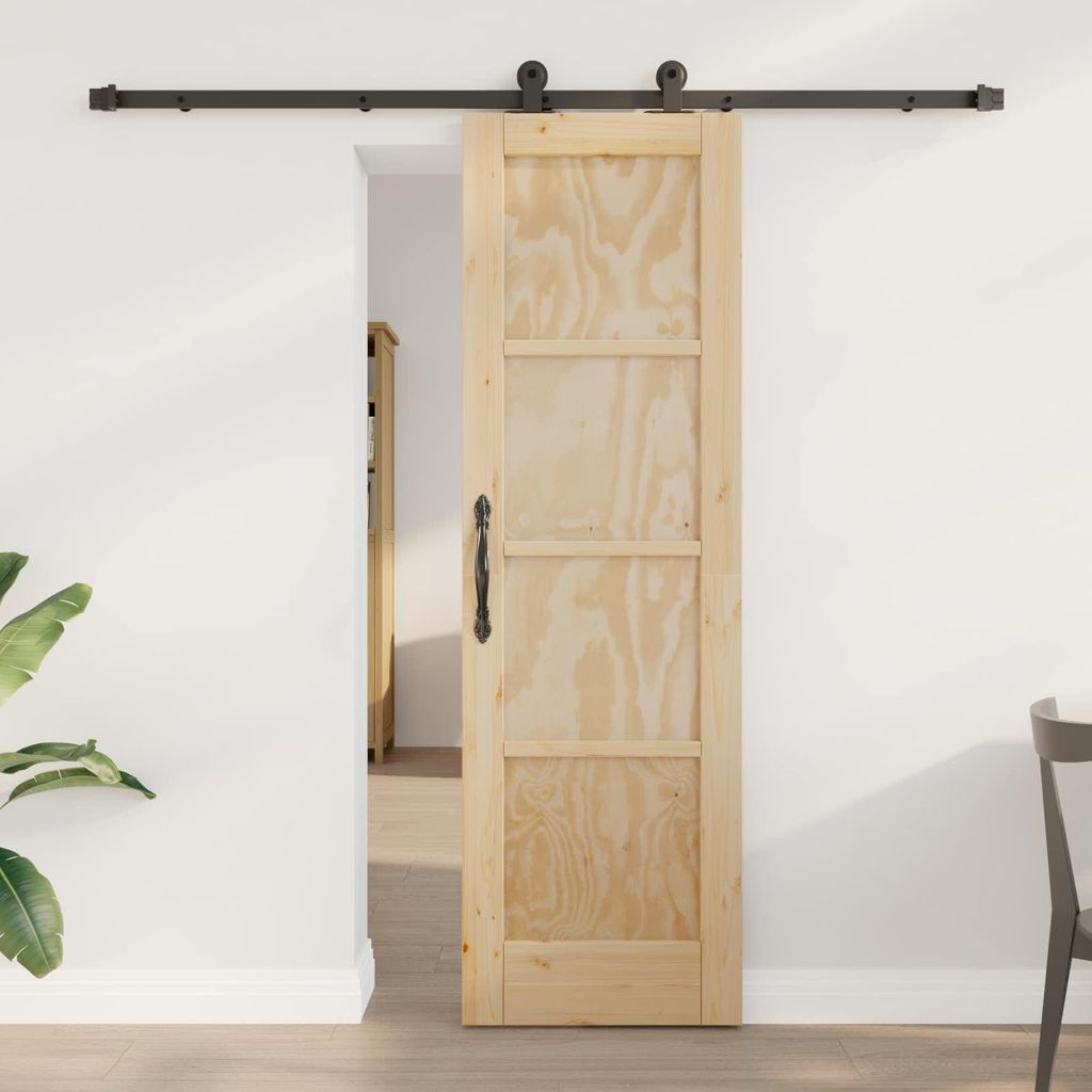 Möbel Schiebetür Natürlich und Schwarz 61 x 198,5 cmHaustüren - Haustüren c6205