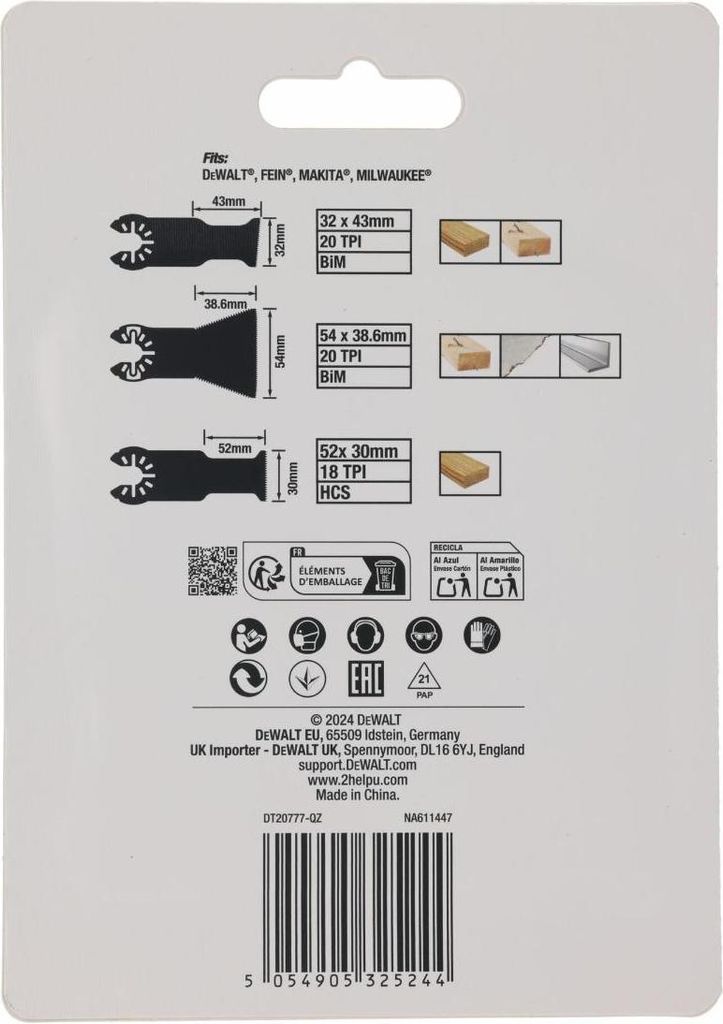 DeWALT DT20777-QZ, set zaagbladen, geschikt voor metaal, Productafbeelding 