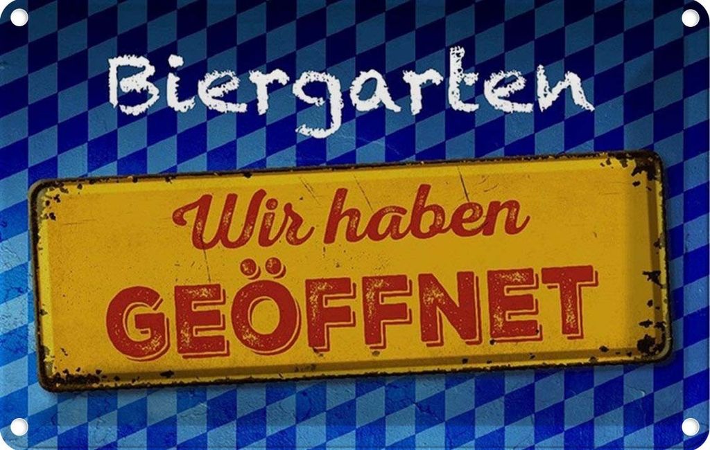 vianmo Blechschild 12x18 cm Biergarten wir haben geöffnet Warnschild Hinweisschild Sicherheit Vorsicht