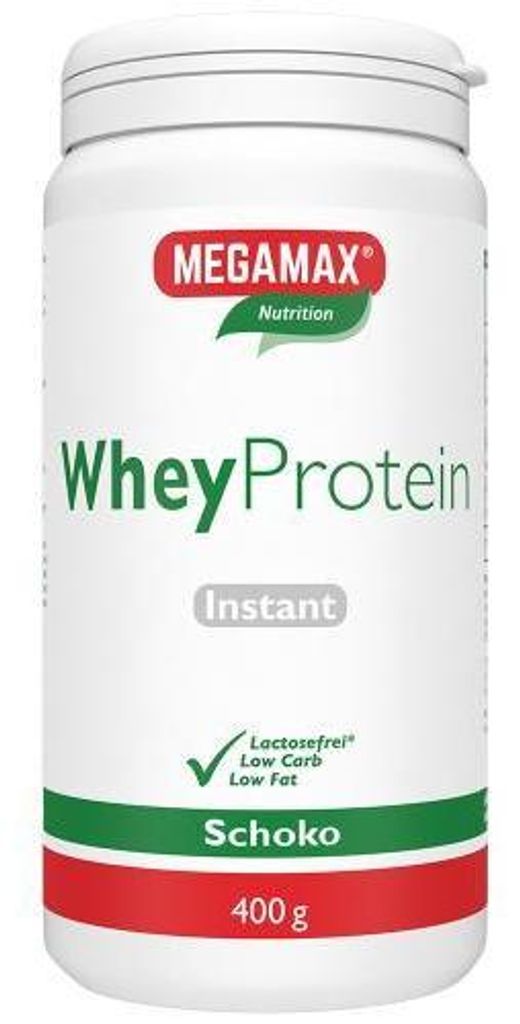 MEGAMAX Basic & Active Whey Protein Molkeneiweiß Pulver Schoko-Geschmack, 400 g Pulver