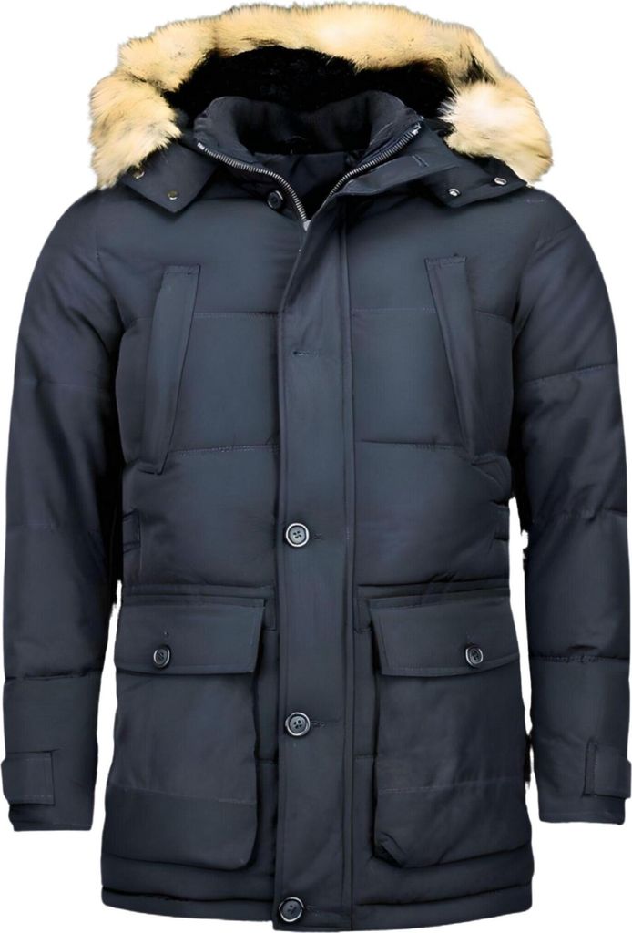 Winterjacke Parka Lang Mit Fellkragen - XXL