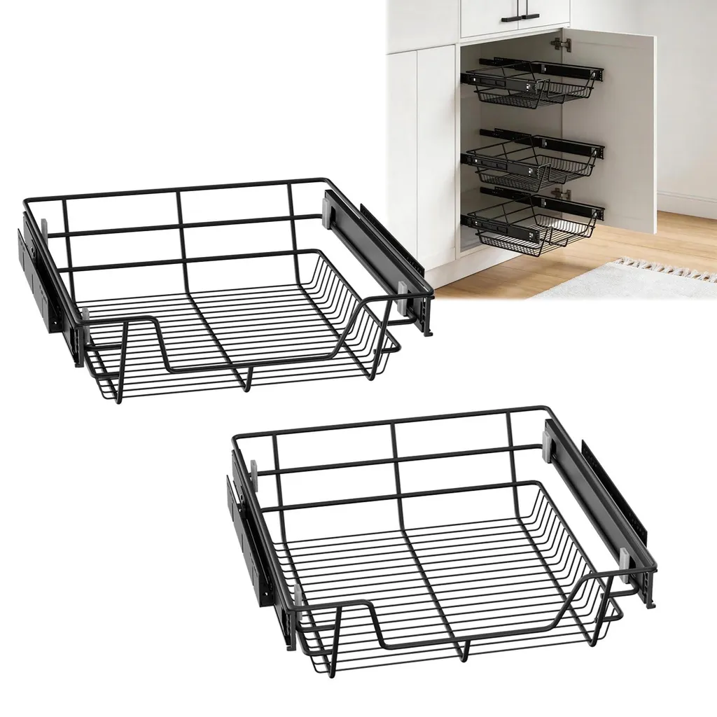 Tiroir extensible télescopique Noir pour meuble 60 cm Sésame LP