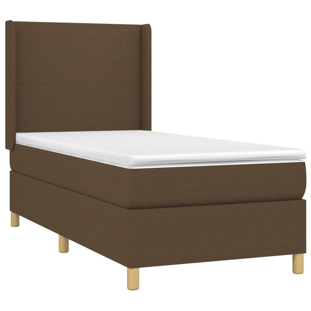 vidaXL Boxspringbett mit Matratze Dunkelbraun 100x200 cm Stoff