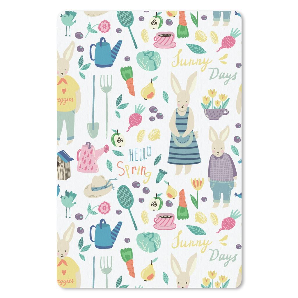 MuchoWow Mauspad Mousepad Muster - Kaninchen - Frühling - Garten 40x60 cm - Mousepads - Maus Mat - Pad - Mausunterlage - Schreibtisch Accesoire