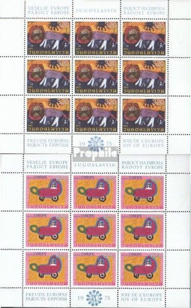 Briefmarken Jugoslawien 1975 Mi 1615Klb-1616Klb Kleinbögen (kompl.Ausg.) postfrisch Europäisches Kindertreffen