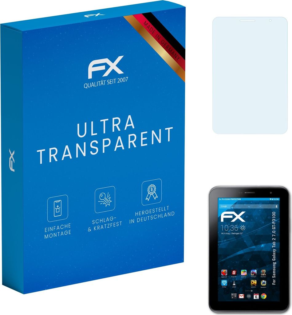 atFoliX FX-Clear 2x Schutzfolie kompatibel mit Samsung Galaxy Tab 2 7.0 (GT-P3100) Displayschutzfolie