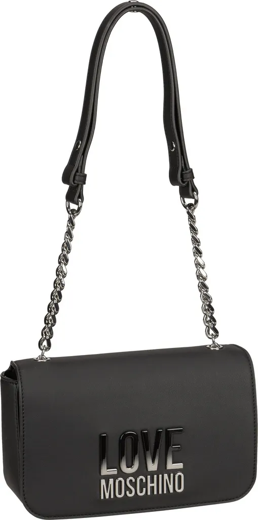 Sac à main Prism Love Moschino noir élégant avec logo doré 24x6x14 cm