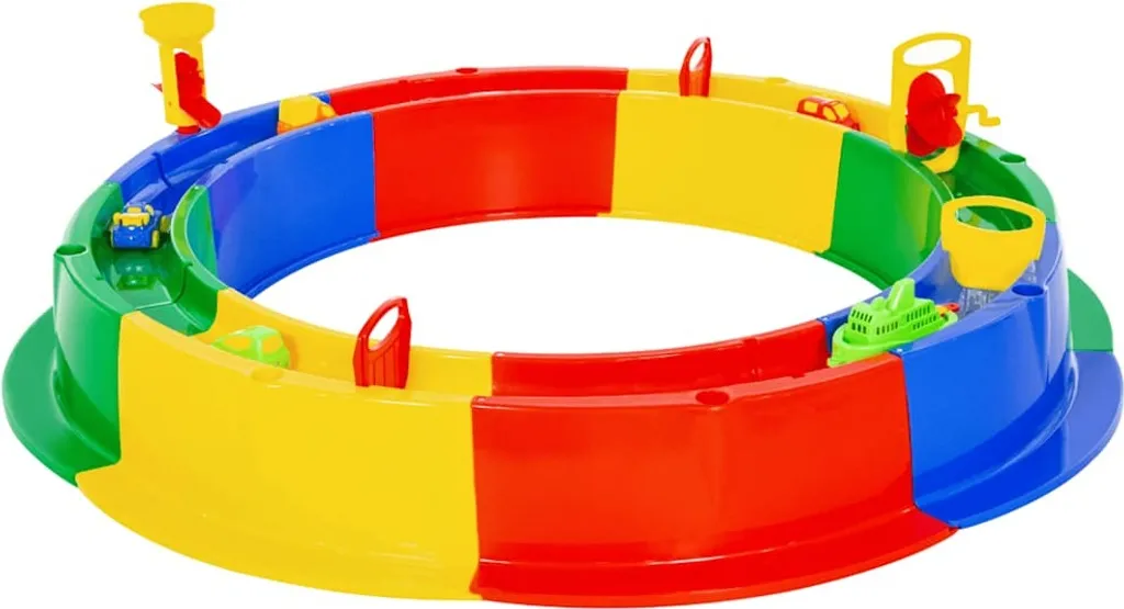 Bac à Sable Enfant avec Circuit d'Eau et Accessoires de Jeux 136 cm