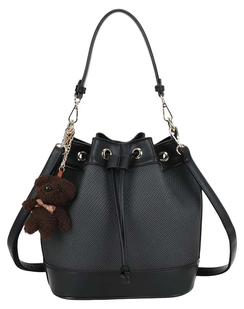 Sac Cabas Femme Noir Travail et Ville Format Large avec Détails Tressés